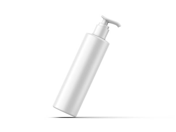 istock Cosmetic plastic bottle with dispenser pump mockup. Liquid container for gel, lotion, cream, shampoo, bath foam. Beauty product package, 3d render illustration. 1423545383