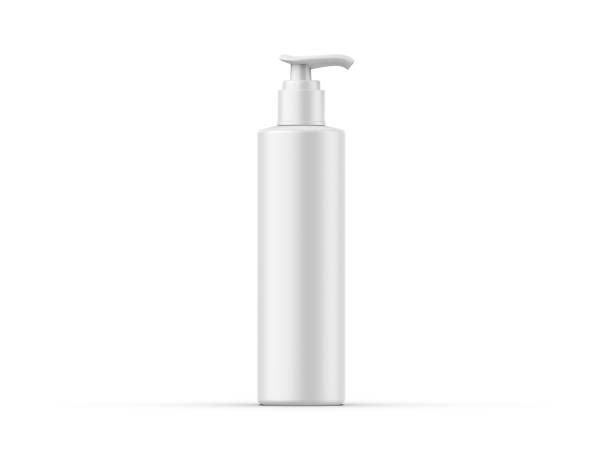 Cosmetic plastic bottle with dispenser pump mockup. Liquid container for gel, lotion, cream, shampoo, bath foam. Beauty product package, 3d render illustration.