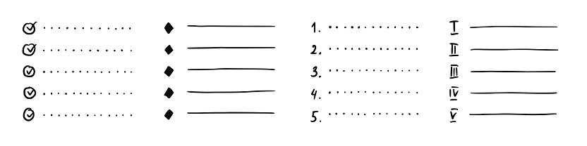Puce Liste Check Liste À Puces Doodle Croquis Dessiné À La Main Pour Faire Une Liste De ...