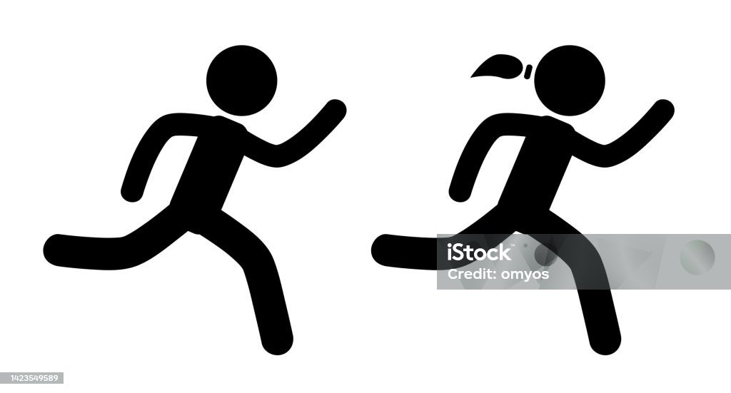 Vector Simple Set 2 Stickman Fast Running Man And Woman Stock Vector Simple Set 2 Stickman Fast Running Man And Woman Stock