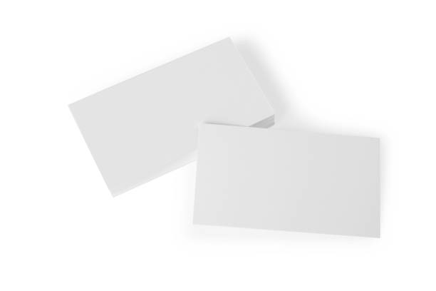 istock Blank business cards on white background, above view. Mockup for design 1423550079