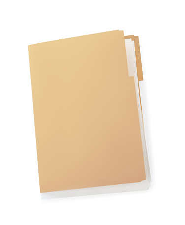 Yellow file with documents isolated on white, top view