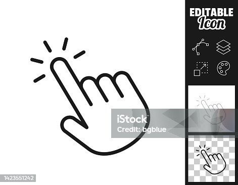 istock Click with hand cursor. Icon for design. Easily editable 1423551242