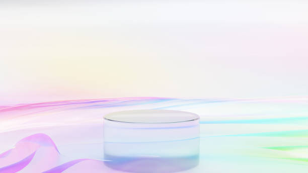 istock Colorful fantastic waves. Transparent glass base (horizontal) 1423551288