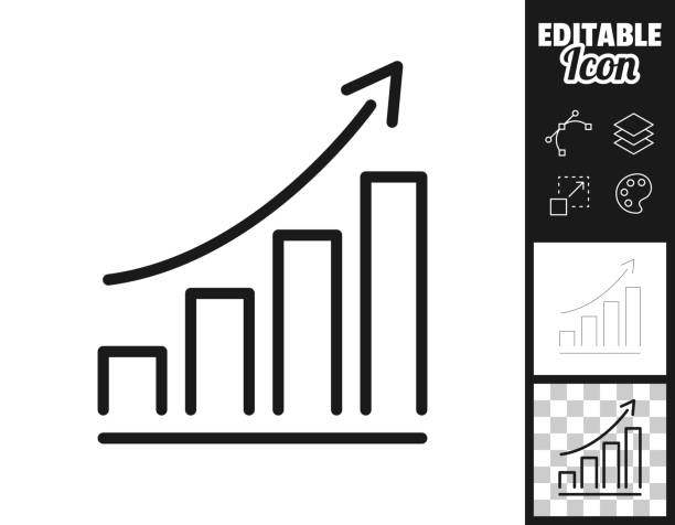 Growing graph. Icon for design. Easily editable vector art illustration