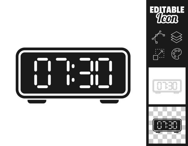 digitaluhr. icon für design. leicht editierbar - clock number 7 clock face watch stock-grafiken, -clipart, -cartoons und -symbole