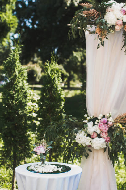 istock Beautiful and delicate flowers at the wedding ceremony 1423554088