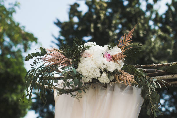 istock Flowers on the arch for the wedding ceremony 1423554097