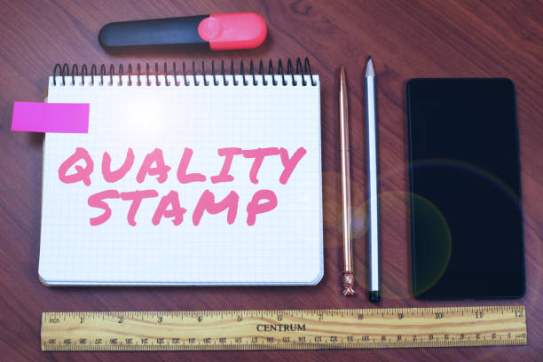istock Writing displaying text Quality Stamp. Business approach Seal of Approval Good Impression Qualified Passed Inspection 1423555198