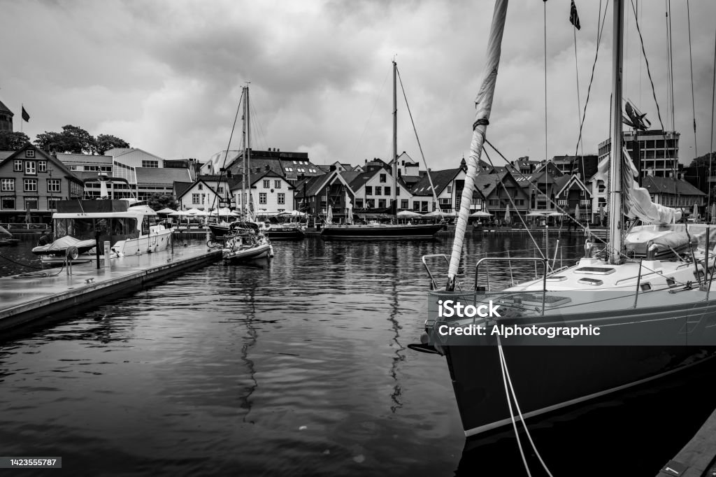 The harbour in the rain in Stavanger, Norway. 2022 Stock Photo