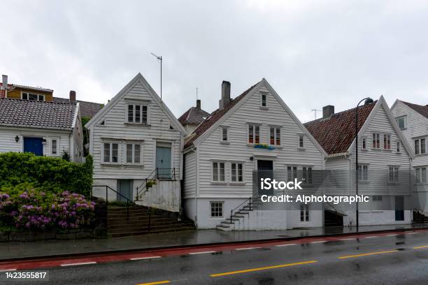 Domestic Buildings In The Rain In Stavanger Norway Stock Photo - Download Image Now