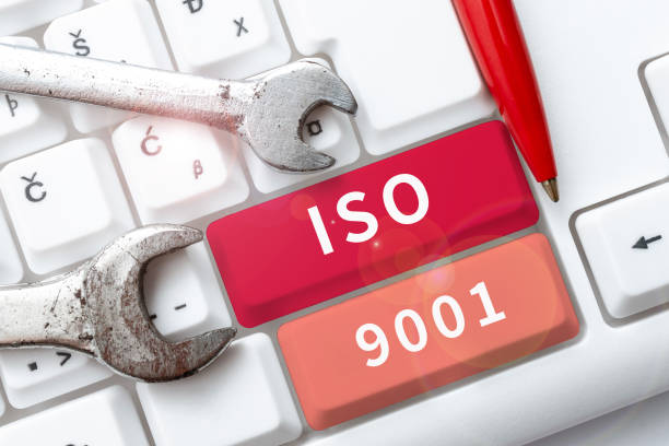 istock Text caption presenting Iso 9001. Conceptual photo designed help organizations to ensure meet the needs of customers 1423555849