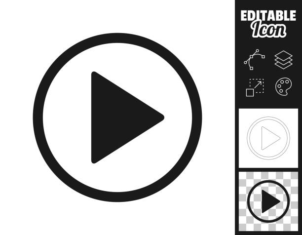 Right button. Icon for design. Easily editable Icon of "Right button" for your own design. Three icons with editable stroke included in the bundle: - One black icon on a white background. - One line icon with only a thin black outline in a line art style (you can adjust the stroke weight as you want). - One icon on a blank transparent background (for change background or texture). The layers are named to facilitate your customization. Vector Illustration (EPS file, well layered and grouped). Easy to edit, manipulate, resize or colorize. Vector and Jpeg file of different sizes. play button stock illustrations