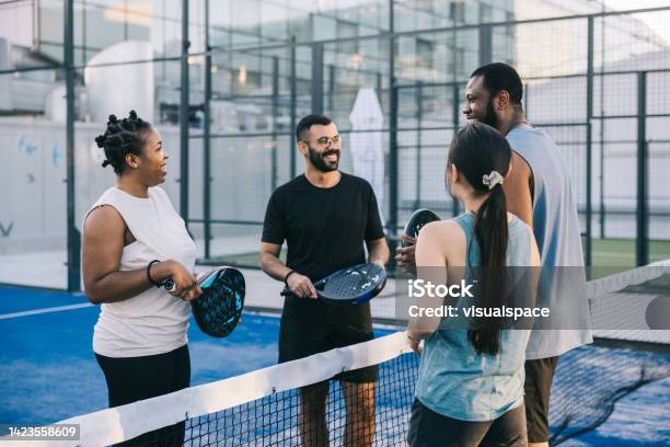 Paddle Players Greeting Each Other Before Match Stock Photo - Download Image Now - Padel, Paddle Tennis, Paddle Ball