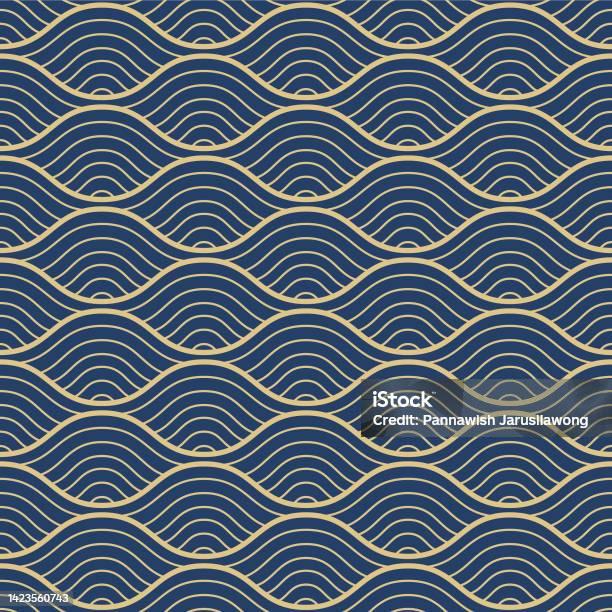 Japanese Line Pattern Top Japanese Wave Line Vector Seamless Pattern Stock Illustration ...