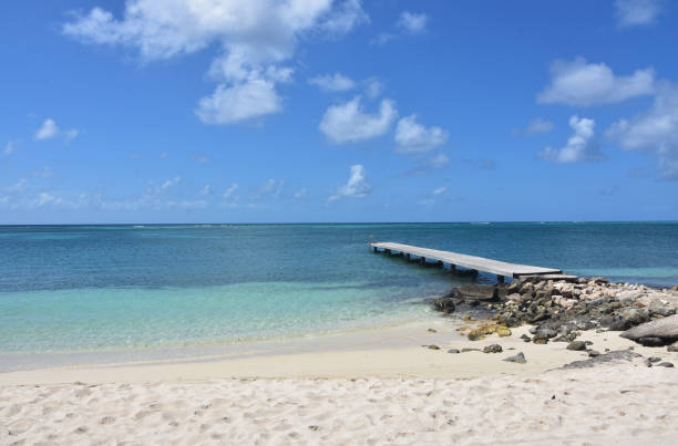 istock Scenic Seascape with A Dock and Deserted Beach 1423564502