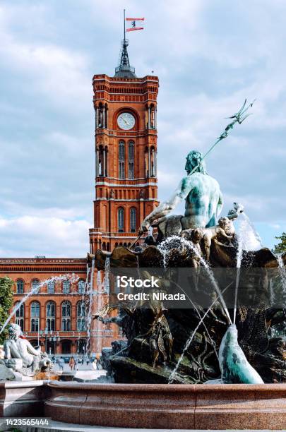 Berlin Townhall And Fountain On A Sunny Day Stock Photo - Download Image Now