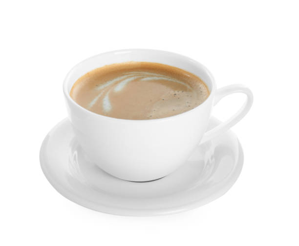 istock Cup of tasty coffee isolated on white 1423566647