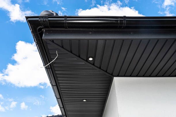 istock A modern graphite herringbone roof lining is attached to the trusses, visible turned on LED lights. 1423570200