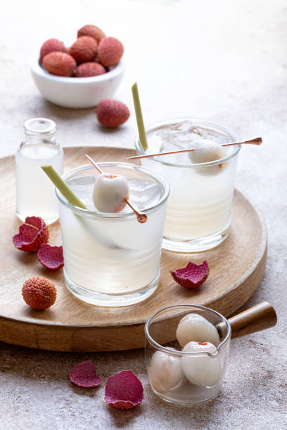istock Lemongrass Honey Lime and Lychee cocktail. Lime soda ginger refreshing summer drink. Lychee fizz sparkling mocktail 1423570222