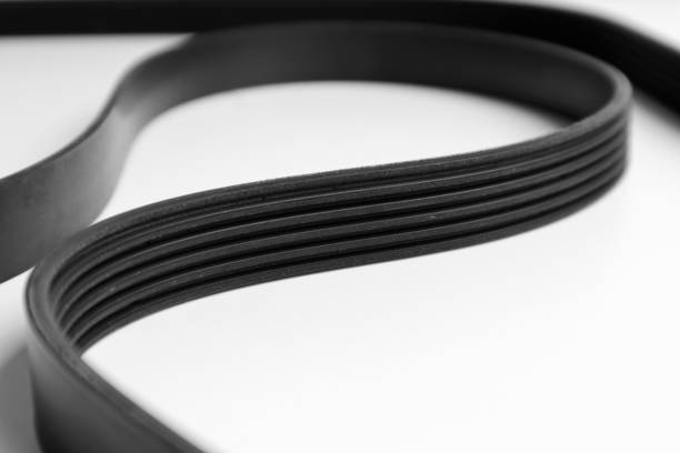 Multirib Belt on white background close-up view stock photo
