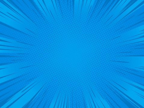Blue comic explosion background. Vector illustration.