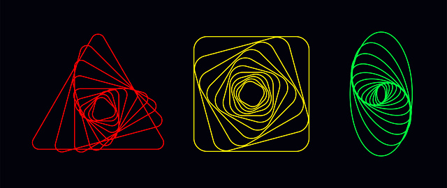 Tweisted Geometry Vector Set Of Twisted Colored Geometry Figures Spirals Fractal Element ...