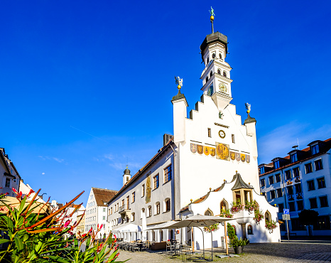 Kempten, Germany - September 13: historic buildings at the famous old town of Kempten on September 13, 2022