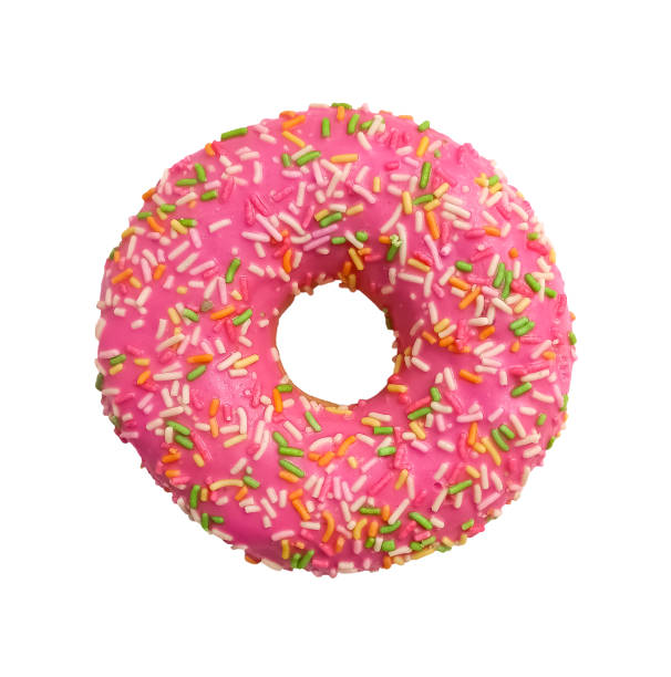 istock Pink donut isolated on white background 1423588732