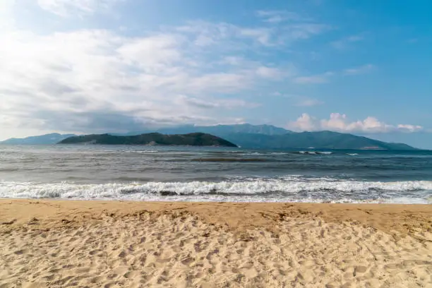 Photo of The beach in the resort of Keramoti with a view towards Thasos