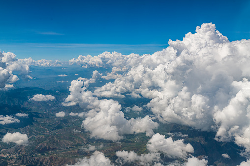 Aerial view on clouds from the plane.