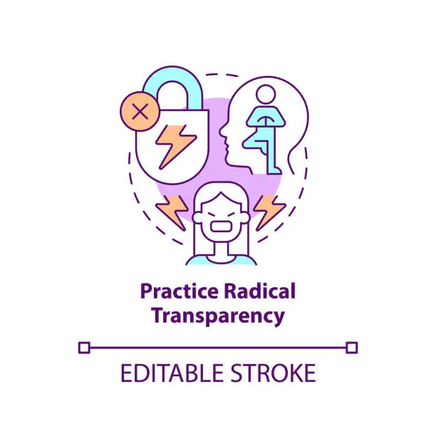 Vector illustration of Practice radical transparency concept icon