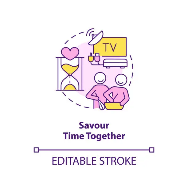 Vector illustration of Savour time together concept icon