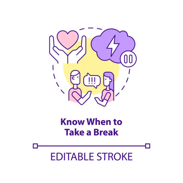 Vector illustration of Know when to take break concept icon