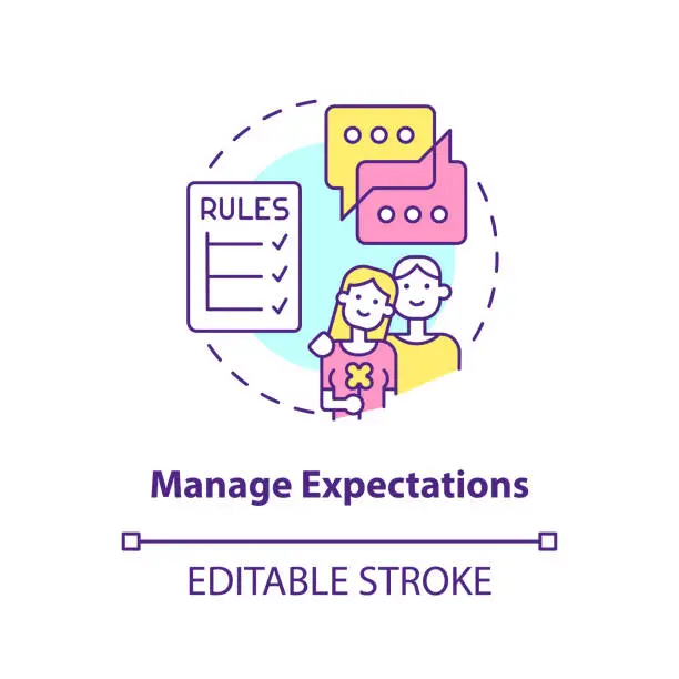 Vector illustration of Manage expectations concept icon