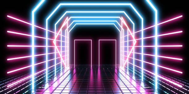 istock 3D abstract background with neon lights. neon tunnel  .space construction . .3d illustration 1423600052