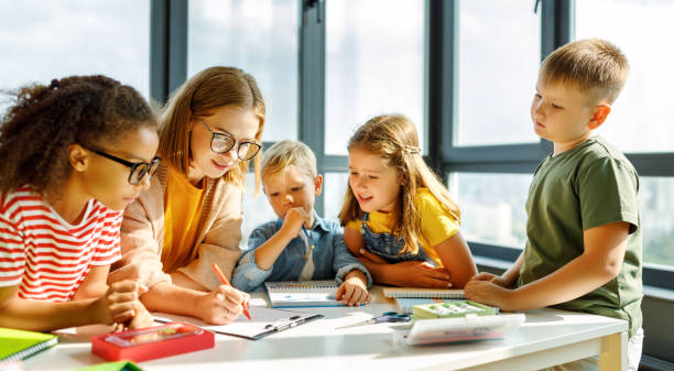 istock Teacher and students on lesson together 1423602907
