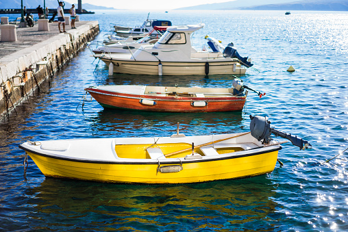 colourful boats in marina of Senj, Croatia