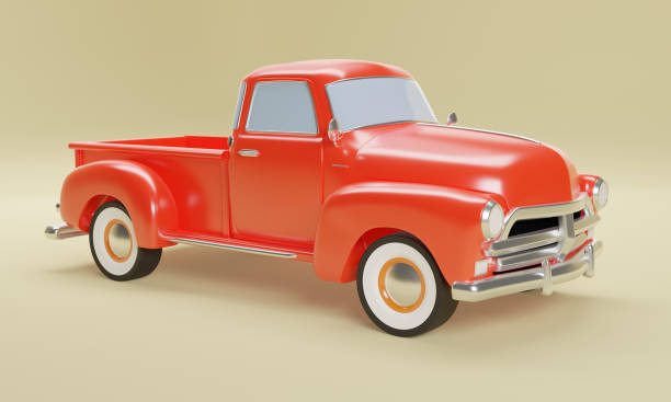 istock 3D red pickup truck. 3D rendering 1423608029