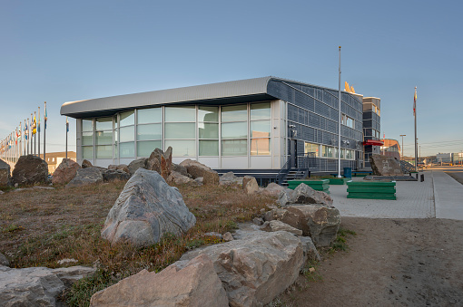 Exterior view of the Nunavut Legislature Building in Iqaluit