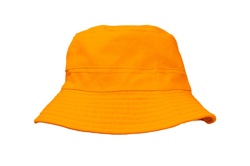 orange bucket hat isolated on white