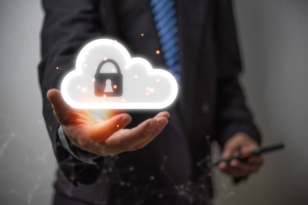 istock Businessmen Cloud security lock cyber is a key safe device protection of important devices upload backup data privacy database.concept of data theft prevention. 1423611074