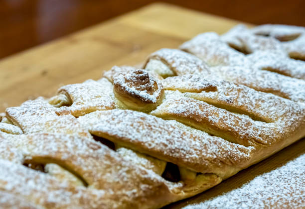 Freshly baked Danish Puff Pastry Roll in ribbon format