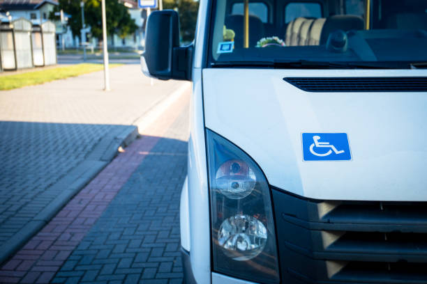 istock Public transport, minibus. Warm sunny day, morning 1423614354