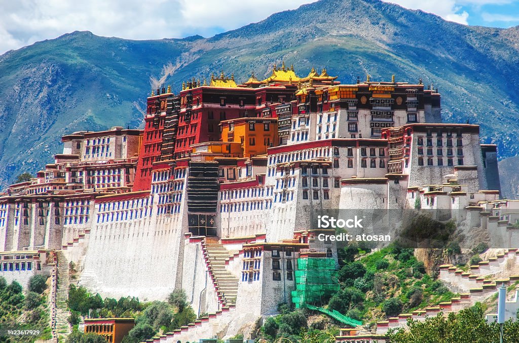 Potala Palace in Tibet Potala Palace, Tibet (China, Asia). Fantastic photo of the mighty palace of the Dalai Lama,  an Unesco World Heritage. Tibet Stock Photo