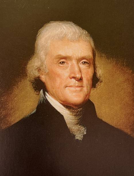 Thomas Jefferson portrait Illustration from 19th century. us president stock illustrations
