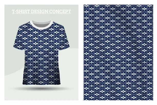 Vector illustration of blue shirt design concept with neat pattern