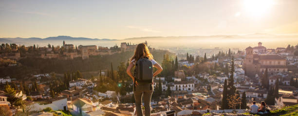 istock Woman visit Granada city landscape,  Alhambra 1423618985