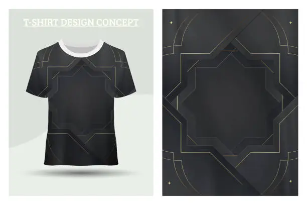 Vector illustration of elegant black t-shirt design concept with Islamic motifs