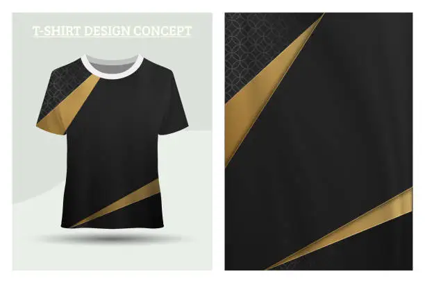 Vector illustration of gold striped black abstract shirt design concept
